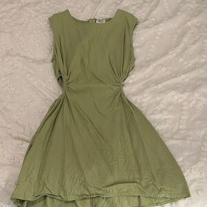 Princess Polly Olive Green Sleeveless Gathered-Waist Mini Dress